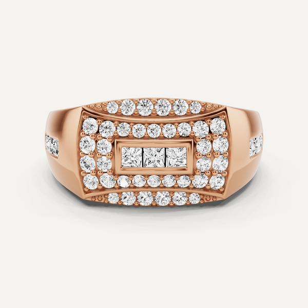 1 ctw Princess and Round Diamond Framed Men's Ring