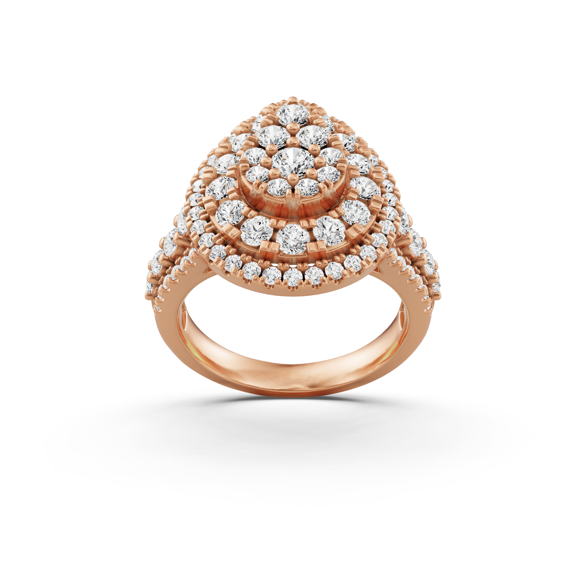 2 ctw Round Diamond Pear Shape Framed Cluster Ring in - Von Diamonds