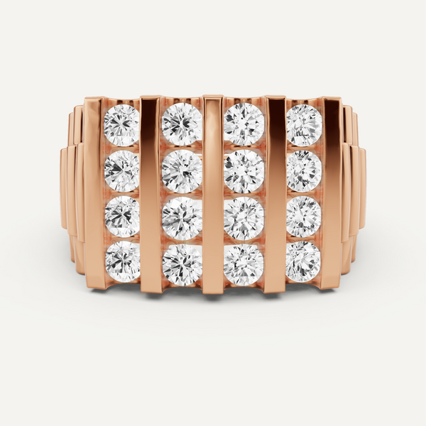 2 ctw Round Diamond Four Row Men's Wedding Band