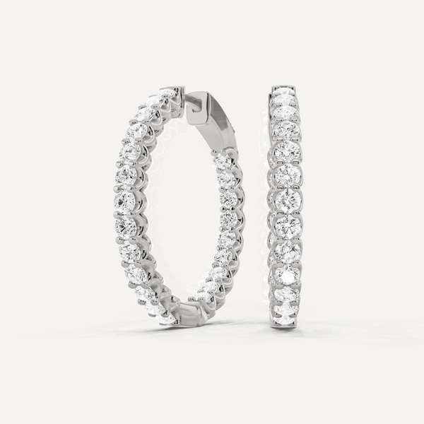 3ct Round Lab Grown Diamond Inside-Out Hoop Earrings in Sterling Silver